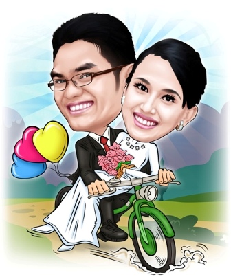 karikatur naik sepeda